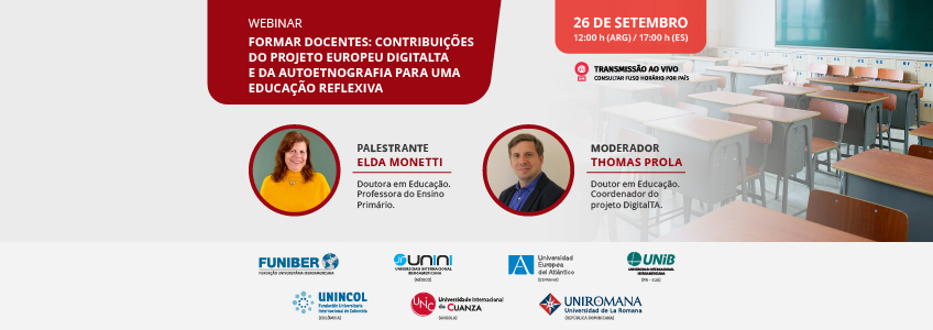 FUNIBER organiza o webinar “Formação de professores: contribuições do projeto europeu DigitalTA e da autoetnografia para a educação reflexiva”