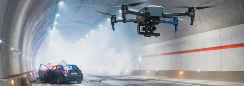 Pesquisadores da FUNIBER e da UNEATLANTICO participam num estudo sobre drones autónomos para melhorar as operações de resgate em acidentes em túneis