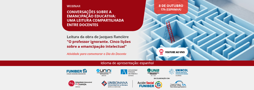 FUNIBER organiza o webinar “Conversações sobre a emancipação educativa: uma leitura compartilhada entre docentes”